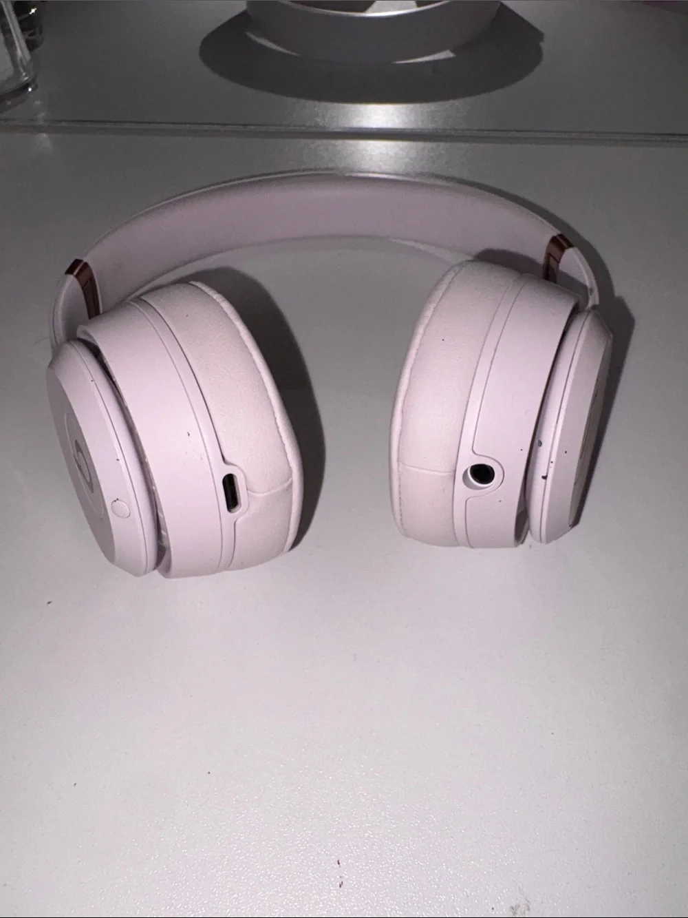 Used Apple Beats Solos Headphones — Light Pink with Rose Gold Trim